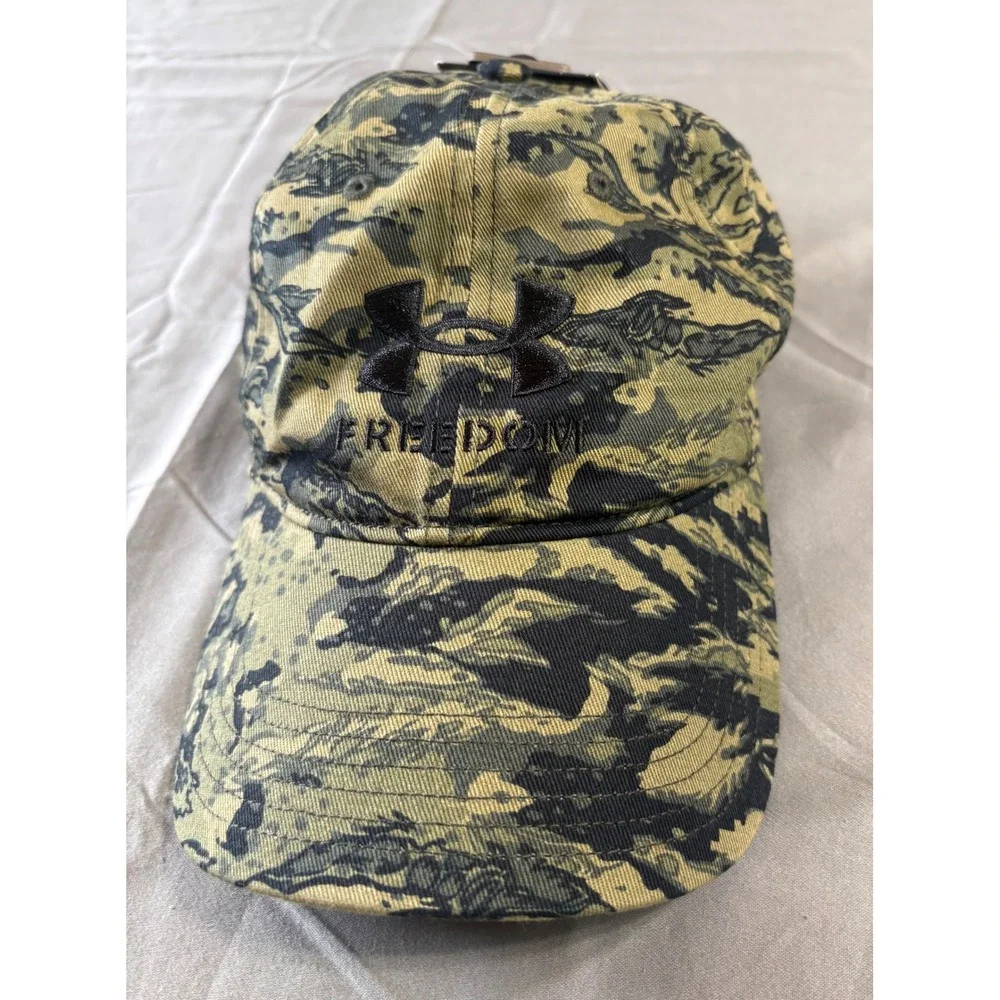 Under Armour Freedom Camo Adjustable Hat Mens Green Tiger Stripe Digital Cap NEW